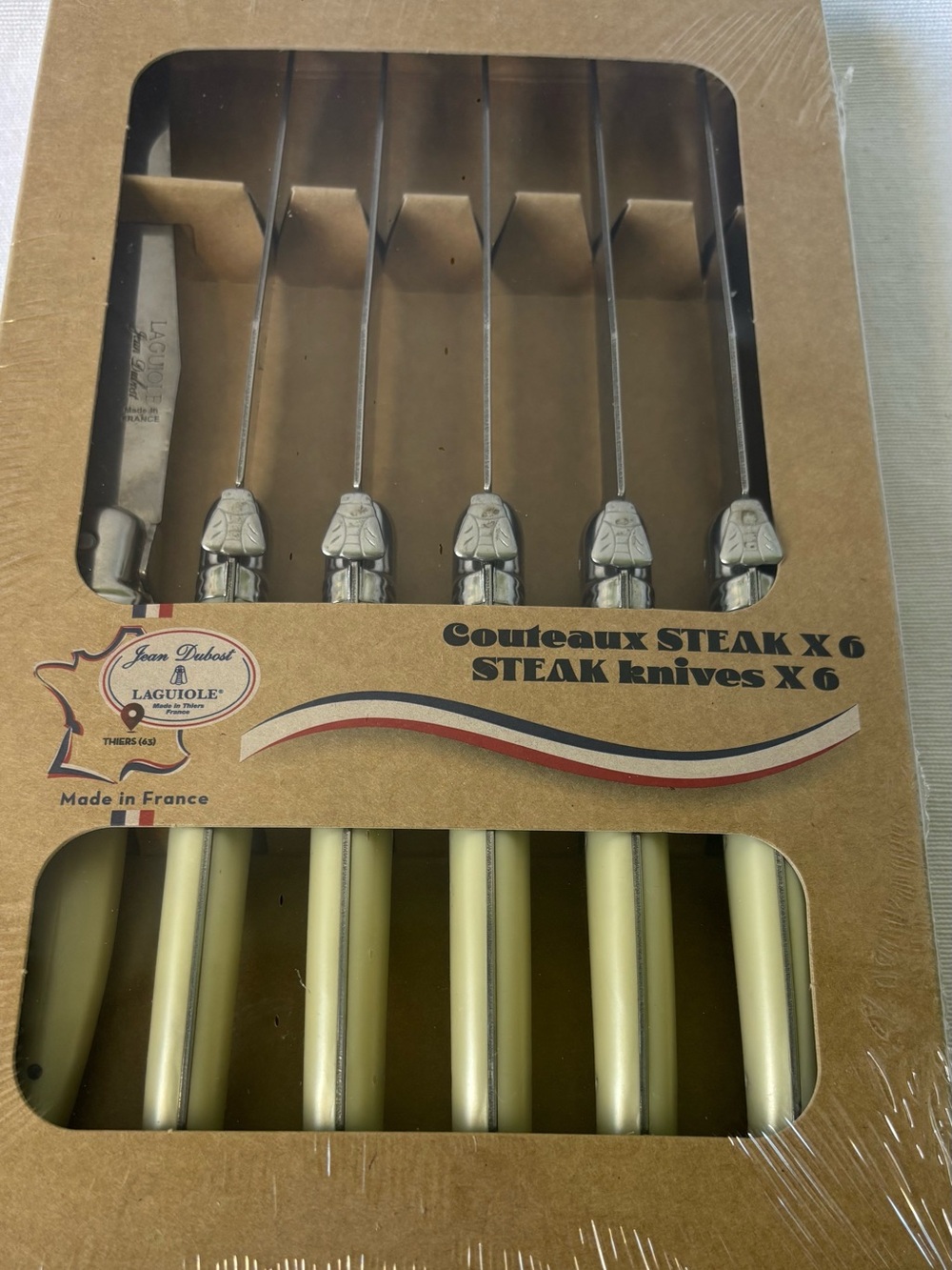 Laguiole Cream Handle Steak Knives with Bee-Head Bolsters
